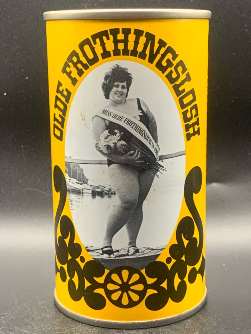 Vintage Beer Can Olde Frothingslosh Fatima Background Empty Steel Can